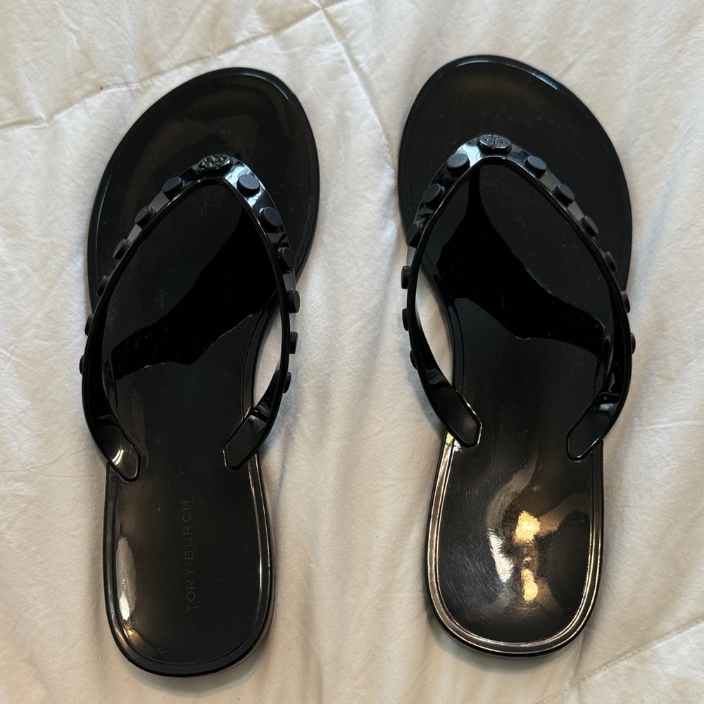 Tory Burch Glossy Black Sandals
